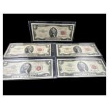 5 $5 1934 & 53 BLUE SEAL SILVER CERTIFICATE NOTES