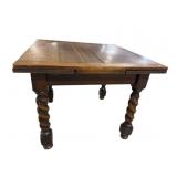 OAK BARLEY TWIST DRAW LEAF PUB TABLE