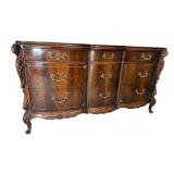 MAHOGANY SWAN CARVED 9 DRAWER DRESSER