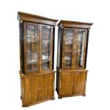 2 ROSEWOOD FRENCH EMPIRE TALL CURIOS