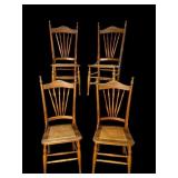 4 SPINDLE BACK CANE BOTTOM CHAIRS