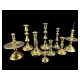 LARGE LOT OF BRASS CANDLESTICKS