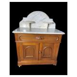 WALNUT VICTORIAN MARBLE TOP WASH STAND