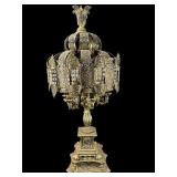 MID CENTURY MODERN ORNATE BRASS PRISM TABLE LAMP