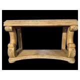 MODERN DESIGN DISTRESSED FINISH CARVED CONSOLE
