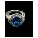 DESIGNER VICTORIA WIECK BLUE TOPAZ STERLING RING
