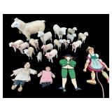LOT OF MINIATURE DOLLS AND FARM ANIMALS
