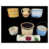 LARGE LOT OF SALT GLAZE AND YELLOW WARE POTTERY