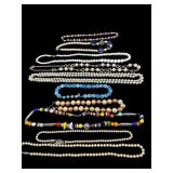 LOT OF MISC COSTUME PEARL AND BEADED NECKLACES