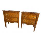 2 FRENCH 2 DRAWER BANDED STANDS