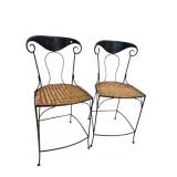 2 METAL AND WICKER BAR STOOLS