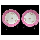 PR OF PINK FLORAL PORCELAIN CAKE PLATES