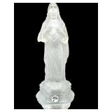 POLISH FROSTED GLASS JESUS FIGURE ON STAND