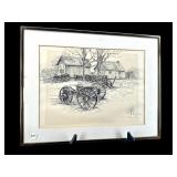 FALMOCTH FARM PEN DRAWING SIGNED HELEN MCCLOSKY