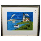 LIGHTHOUSE THREAD ART SCENE IN FRAME