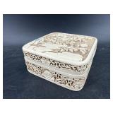 ORNATE CARVED CERAMIC JEWELRY BOX