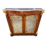 ROSEWOOD MARBLE TOP GOLD DECORATED CREDENZA