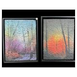 PR OF PAPER MACHE TEXTURED PAINTINGS