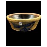 ARTIST SIGNED STONEWARE POTTERY BLUE BIRD MARKED