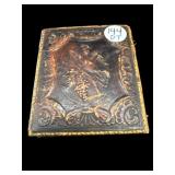 ANTIQUE TINTYPE PHITO HOLDER WITH PICTURE