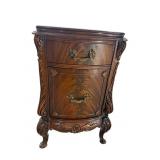 FLAMED MAHOGANY SWAN CARVED NIGHTSTAND