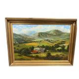 MID CENTURY MOUNTAIN SCENE OIL ON CANVAS