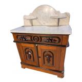 WALNUT VICTORIAN MARBLE TOP WASH STAND