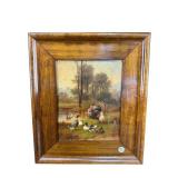 SIGNED NOWEY PASTORIAL OIL ON PANEL TURKEY AND