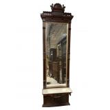 WALNUT EASTLAKE MARBLE TOP PIER MIRROR