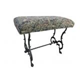 CAST IRON VICTORIAN UPHOLSTERED STOOL