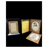 2 ANTIQUE BLACK AND GOLD PICTURE FRAMES