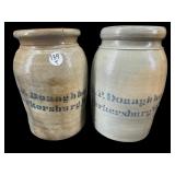 2 A P DONAGHHO PARKERSBURG STONEWARE CROCKS