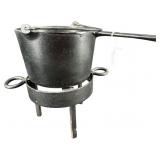 CAST IRON POT W/ HANDLE ON STAND