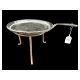 ANTIQUE CAST IRON FRYING PAN ON STAND