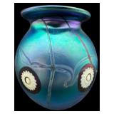 2012 ROBERT EICKHOLT BLUE IRIDESCENT ART GLASS