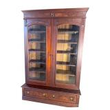 WALNUT VICTORIAN 2 DOOR BOOKCASE