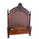 QUEEN SIZE WALNUT VICTORIAN HIGH BACK BED