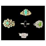 5 PC LOT OF COSTUME JEWELRY RINGS