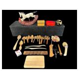 LOT OF WOODEN KITCHEN ITEMS AND NAUTICAL