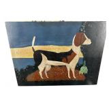 FOLK ART DOG PAINTING ON CANVAS