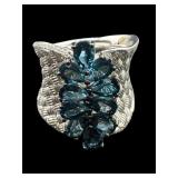 DESIGNER JS STERLING BLUE TOPAZ RING