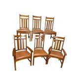 6 SOLID OAK ARTS AND CRAFTS MISSION CHAIRS