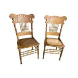 2 HEAVY CARVED OAK SIDE CHAIRS