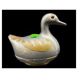 PEWTER AND BRASS DUCK DISH
