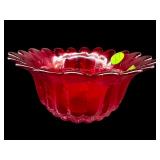 FOSTORIA RUBY RED CADMIUM SUNFLOWER BOWL