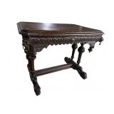 19TH CENTURY OAK LION HEAD DOLPHIN FOOT LIBRARY