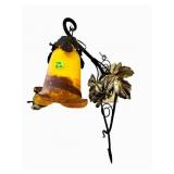 ART GLASS HANGING IRON LAMP