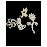 4 VINTAGE CORO & KRAMER RHINESTONE BROOCHES