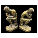 PR OF THE THINKER METAL BRASS TONE BOOKENDS