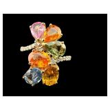 14K CUSTOM LADIES DIAMOND & MULTI-COLOR SAPPHIRE